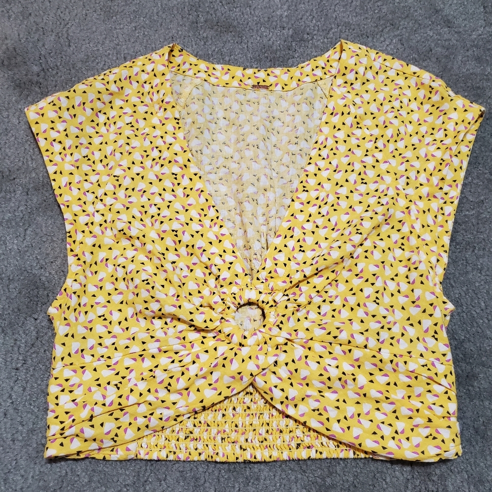 Free people yellow lemon comb crop top